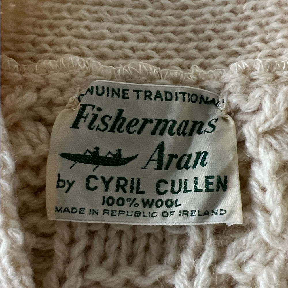 Vintage Aran Fisherman Wool Cream Cable Knit Sweater Vest - Picture 13 of 16